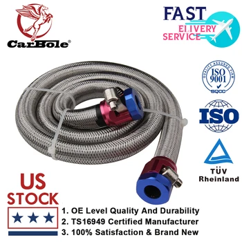 

Universal 3 Feet AN6 3/8" Stainless Steel Braided Fuel Oil Gas Line Hose Air w/ Two Clamps Works On All Auto
