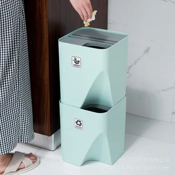 

Stackable Kitchen Trash Can Recycle Bin Sorting Waste Bin Household Dry And Wet Separation Dustbin Bucket Bathroom Rubbish Bin