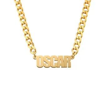 

Punk Curb Chain Custom Name Necklaces Pendants Stainless Steel Choker Old English Necklace for Women Men Jewerly Christmas Gift