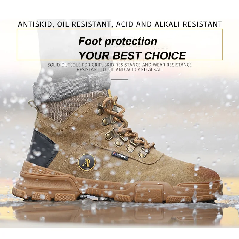 Защитная обувь со стальным носком для работы; мужские водонепроницаемые легкие дышащие удобные уличные кроссовки; безопасные защитные ботинки