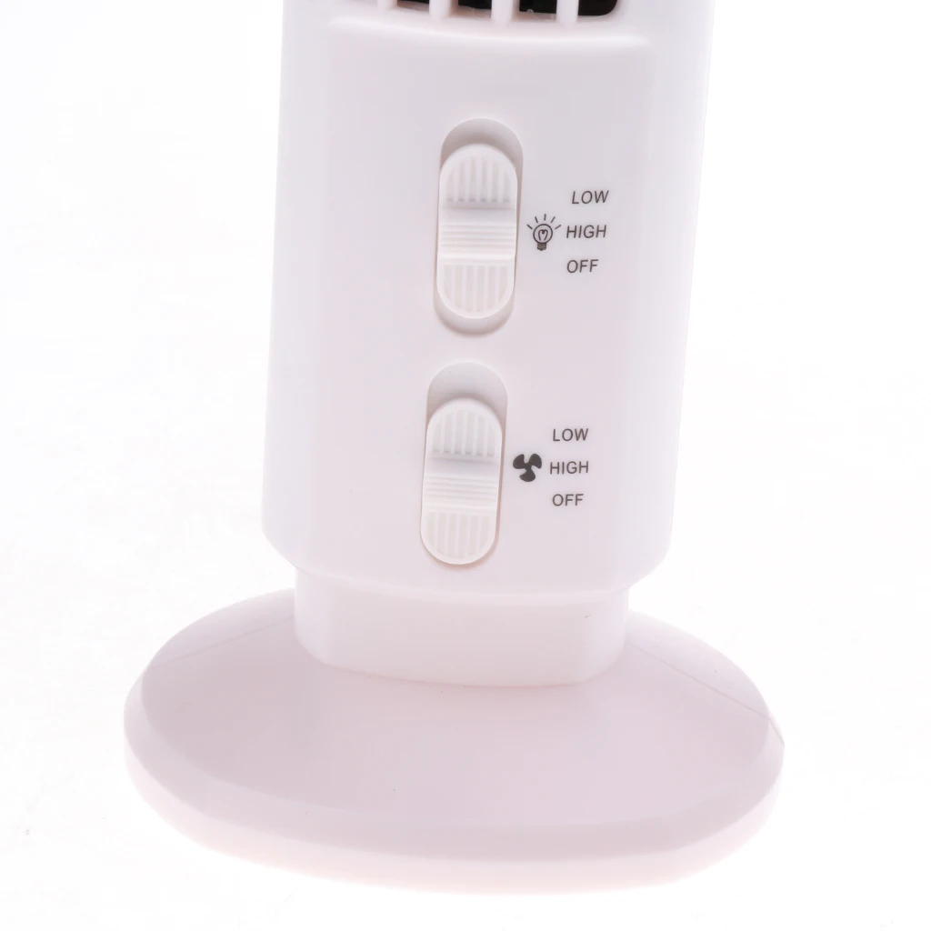 2x White USB Mini  Desk Fan With Led Light Cooling For Home Office