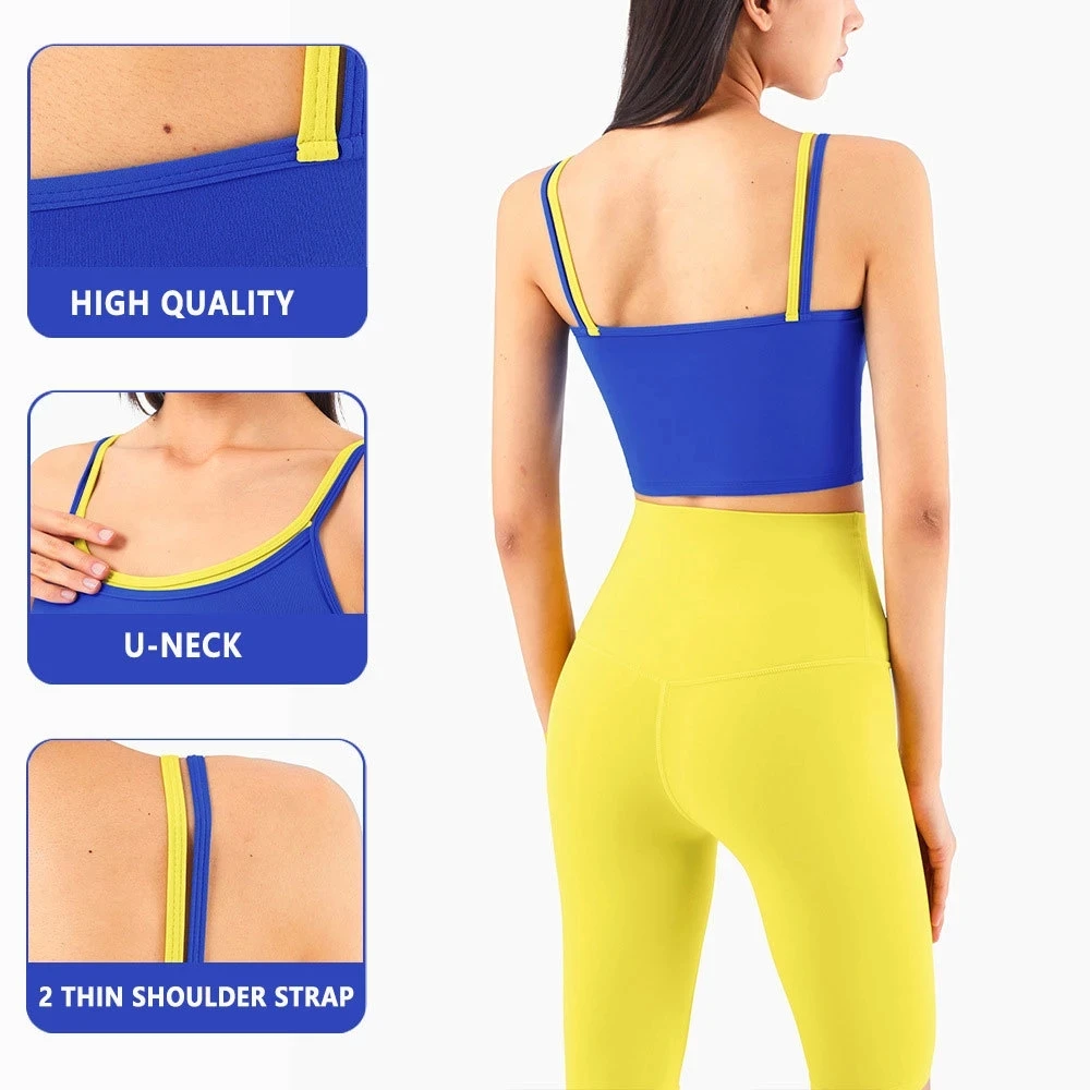 

NWT 2021 Yoga Set Sexy Tank Two Tone color Tank 4-way Stretch Short High Waist Bike Short Super Quality Sports Tank Top