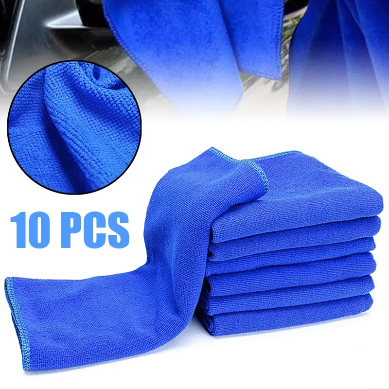 New Arrival 10pcs Blue Car Soft Microfiber Absorbent Wash Cleaning Polish Towel Cloth 30*30cm