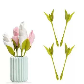 

1pcs Napkin Holders DIY Paper Rose Plastic Flower Branch Serviette Holder Rack Napkin Clip Table Restaurant Party Decor New