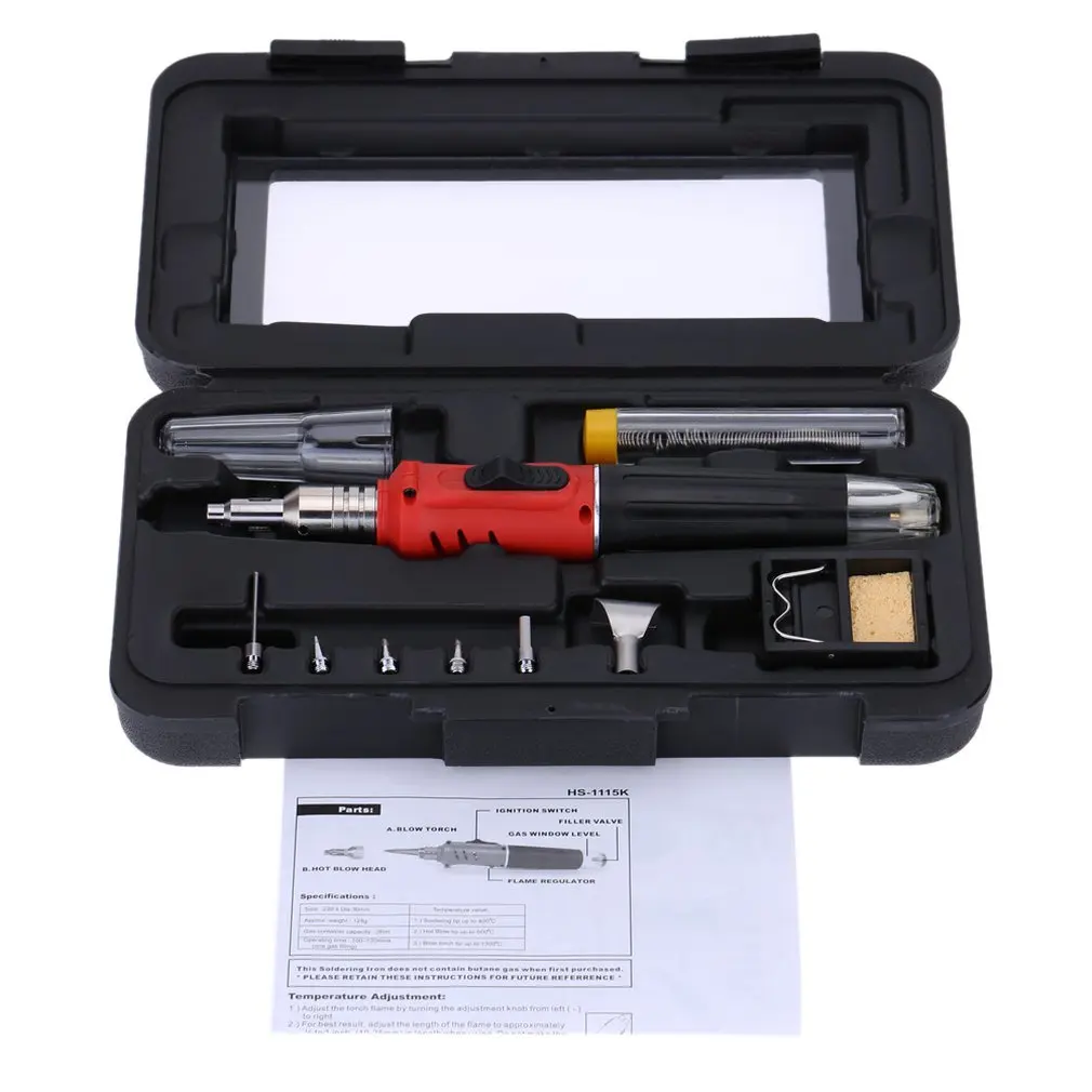 

Hs-1115k Soldering Iron Professional 10 In 1 Soldering Iron Set Butane Gas Soldering Iron Set 26ml Welding Equipment