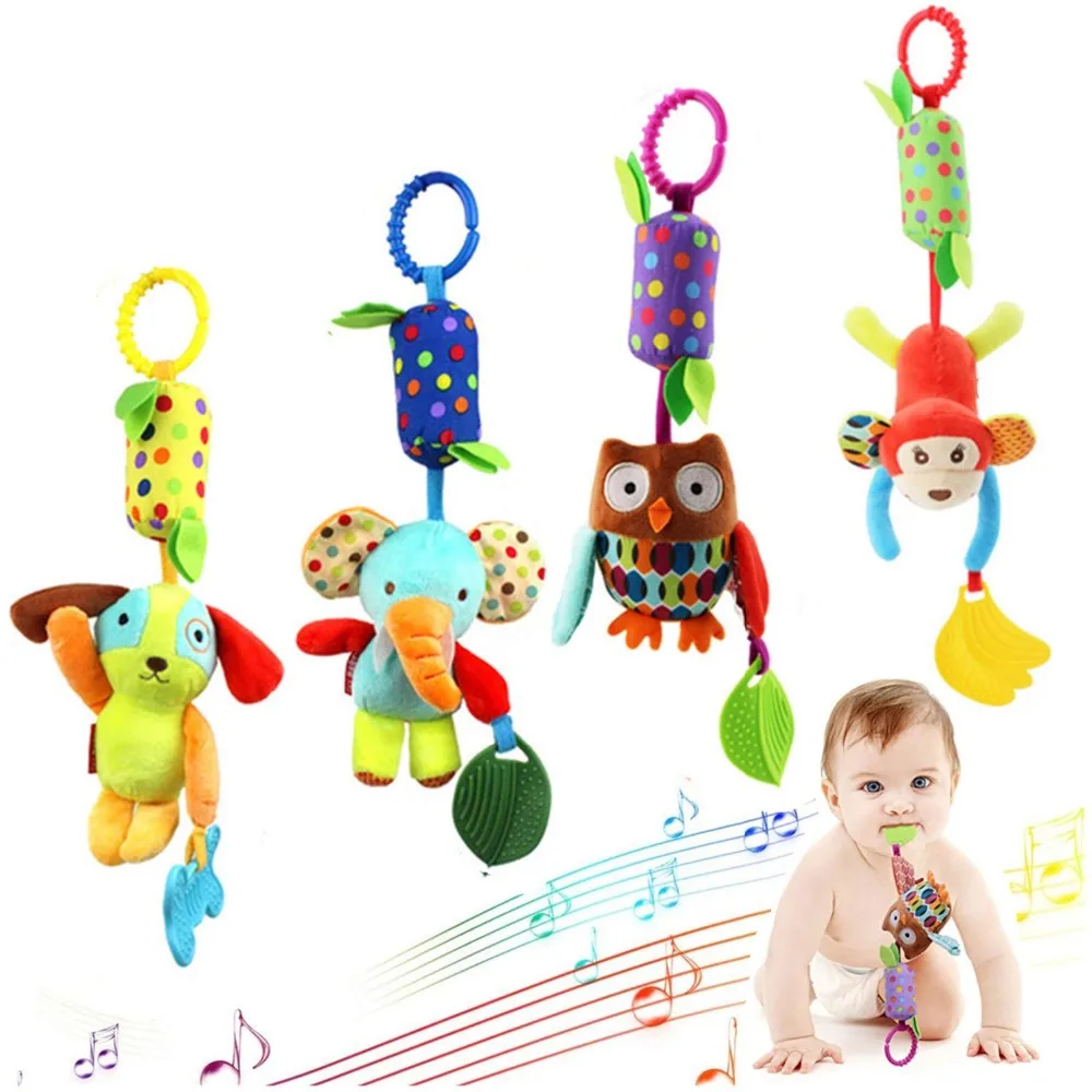 Baby Rattles Toys Newborn Stroller Hanging Crinkle Plush Animal Wind Squeaky Educational Toddler Car Seat Crib Decorate | Игрушки и