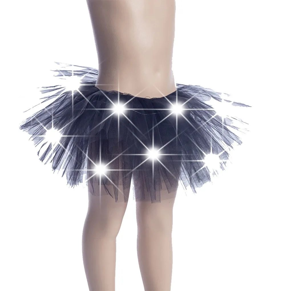 1PC Cartoon Cute LED Light Girl Kids Clothes Star Tutu Skirt Princess Christmas Party Tutus Tulle Novelty Stage Dance Skirt