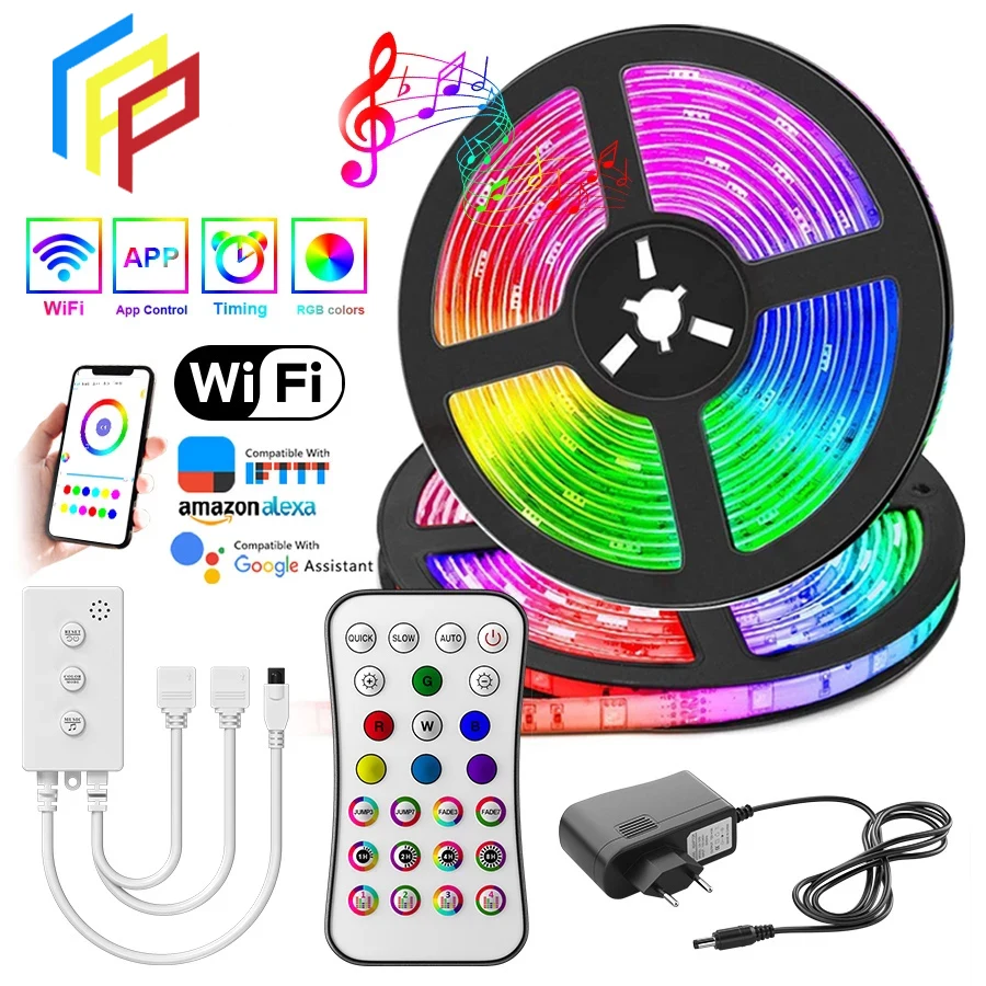 Светодиодная лента RGB 5050/2835 с Wi-Fi гибкая LED лампа диодами 20-5 м 12 В постоянного тока
