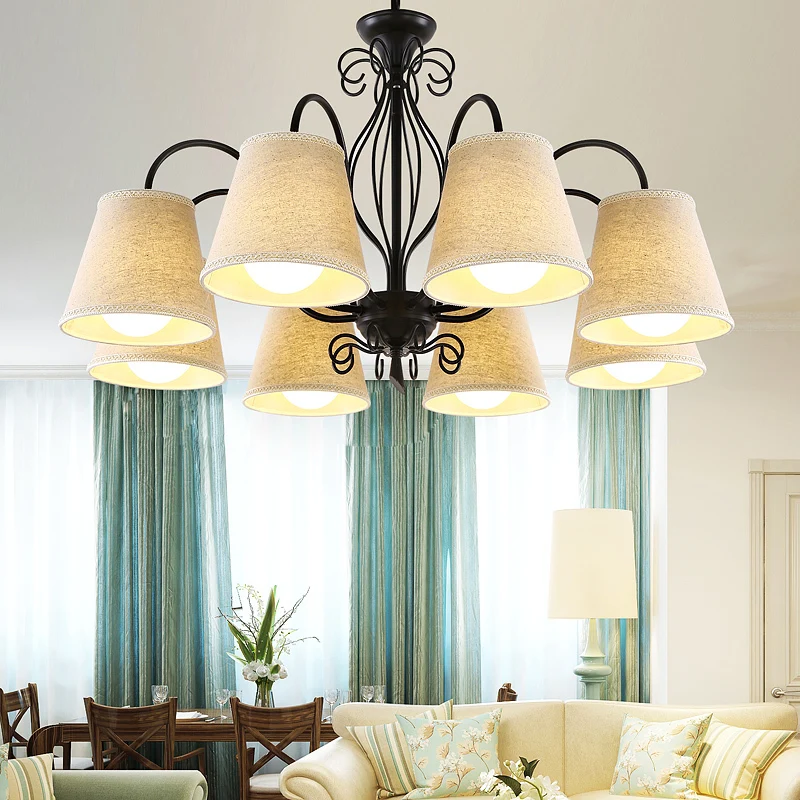 

European Style Village Living Room French Fabric Retro Pendant Light pendant lights