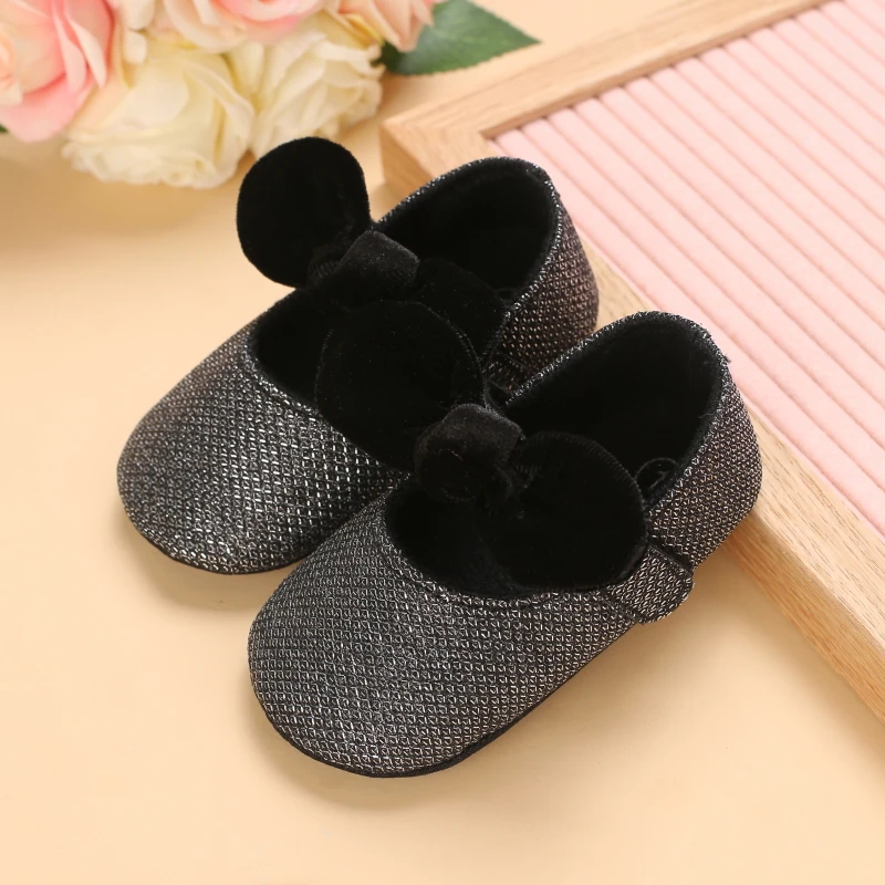 Infant Newborn Baby Girls Princess Non-Slip Floral Border Shoes Toddler Baby Soft PU Leather Prewalker Shoes Solid First Walkers