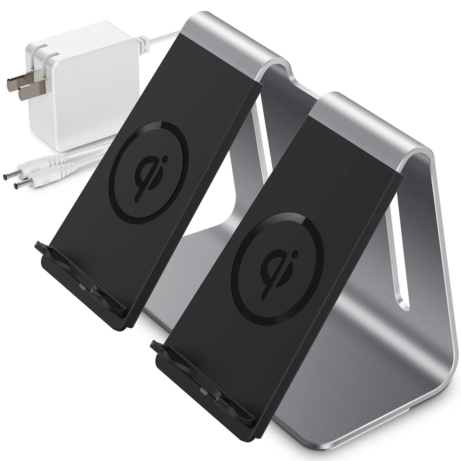 Новое двойное Беспроводное зарядное устройство из алюминиевого сплава Кронштейн подходит для быстрой зарядки мобильного телефона Apple 10 Вт