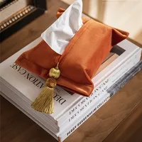 Soft Velvet Nordic Style Tissue Box Fabric Bag Cover, Portable Pumping Napkin Storage, Rectangle, Monochromatic, Car, Office 1