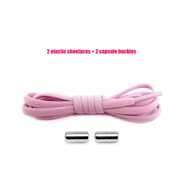 Elastic No Tie Shoelaces Semicircle Shoe Laces For Kids and Adult Sneakers Shoelace Quick Lazy Metal Lock Strings Rope Round 6PINK