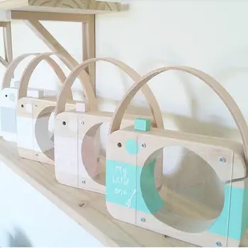 

Nordic Style Wooden Money Boxes Cute Cartoon Camera Shape Transparent Piggy Bank Money Saving Box Kids Toy Coin Storage Box Cans