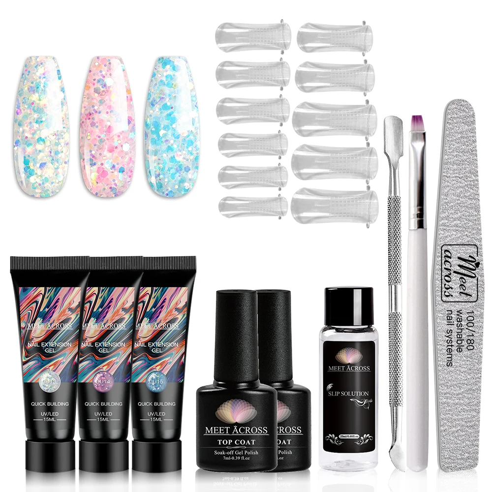 MEET ACROSS Acrylic Quick Nail Extension Gel Set For Manicure Nail