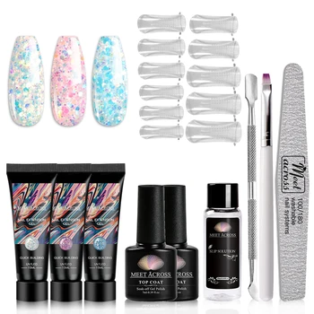 

MEET ACROSS Acrylic Quick Nail Extension Gel Set For Manicure Nail Extend 15ml Semi Permanent Hard Jelly Nail Gel