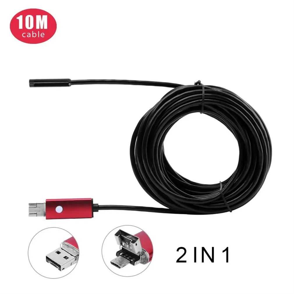 

LESHP 6 LEDs Waterproof 10M 5.5mm Phone Mini USB Video Inspection Snake Tube Pipe Camcorder Snapshot Butto For Android Phone PC