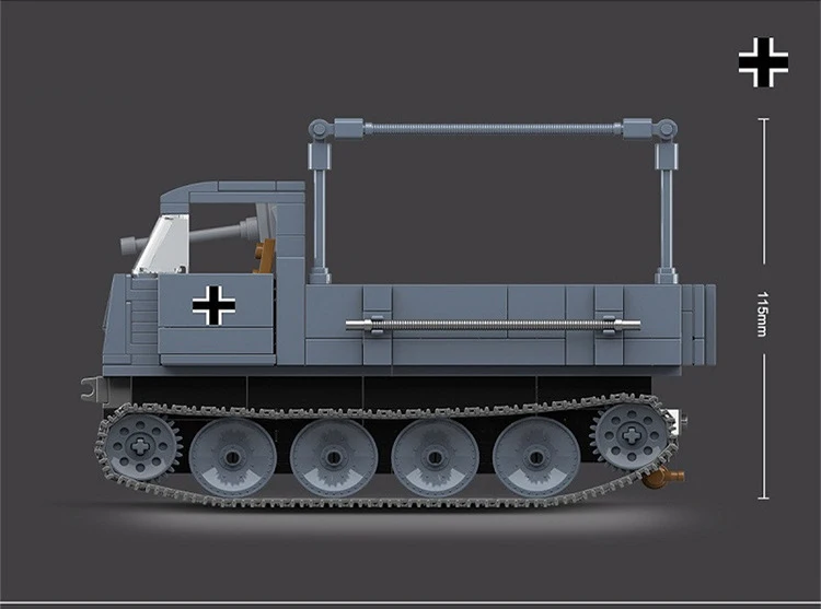 WW2 военный немецкий Полугусеничный автомобиль ROS/03 строительные блоки армейский солдат грузовик оружие Кирпичи игрушки для детей Подарки для мальчиков