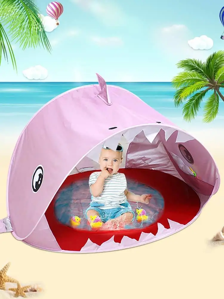 Children's Tent Beach With Swimming Pool Shark Waterproof Polyester Breathable Cloth Anti-UV | Спорт и развлечения