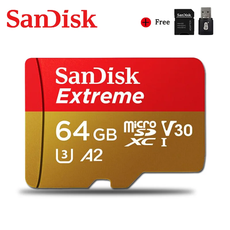 SanDisk Original Extreme Ultra Micro SD 128GB 64GB 32GB 256GB 400GB Memory Card A2 V30 U1/U3 4K MicroSD 32 64 128gb Flash Card