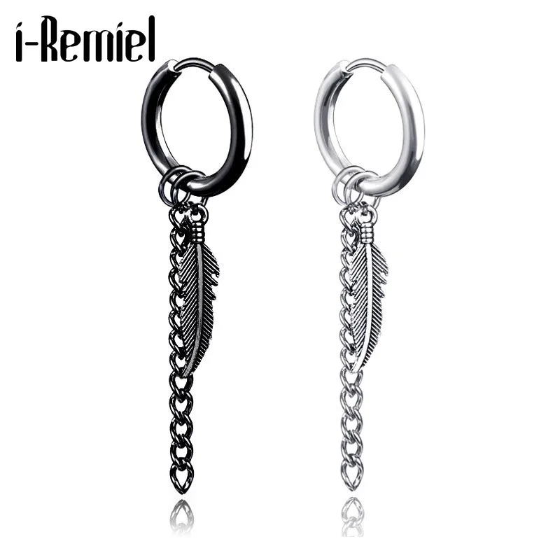 

i-Remiel New Korean Boho Tassel Chain Drop Earring No Ear Hole Titanium Steel Earrings for Men Dangle Earrings Christmas Jewelry