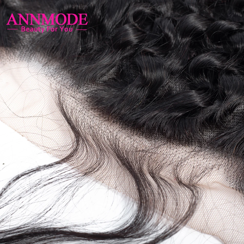 Annmode Волосы Кудрявые вьющиеся фронтальные с волосами младенца 13x4 дюймов бразильские человеческие волосы закрытие не remy волосы для наращивания