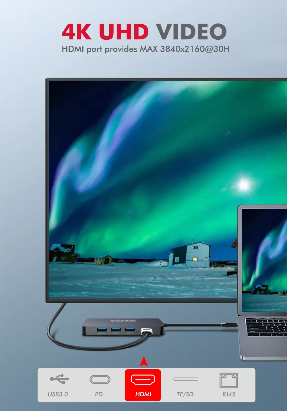 Vmade usb-хаб 8 в 1 Thunderbolt 3 type C адаптер док-станция 2 USB 3,0 порт 4K HDMI 1080P VGA RJ45 Gigabit Ethernet для Macbook Pro PC