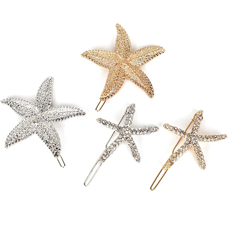 

2pc Trend Wind Five-pointed Star Metal Hairpin Diamond Hair Clips Sweet Hundred Take The Edge Mix Hair Decorate Fringe Mix Woman