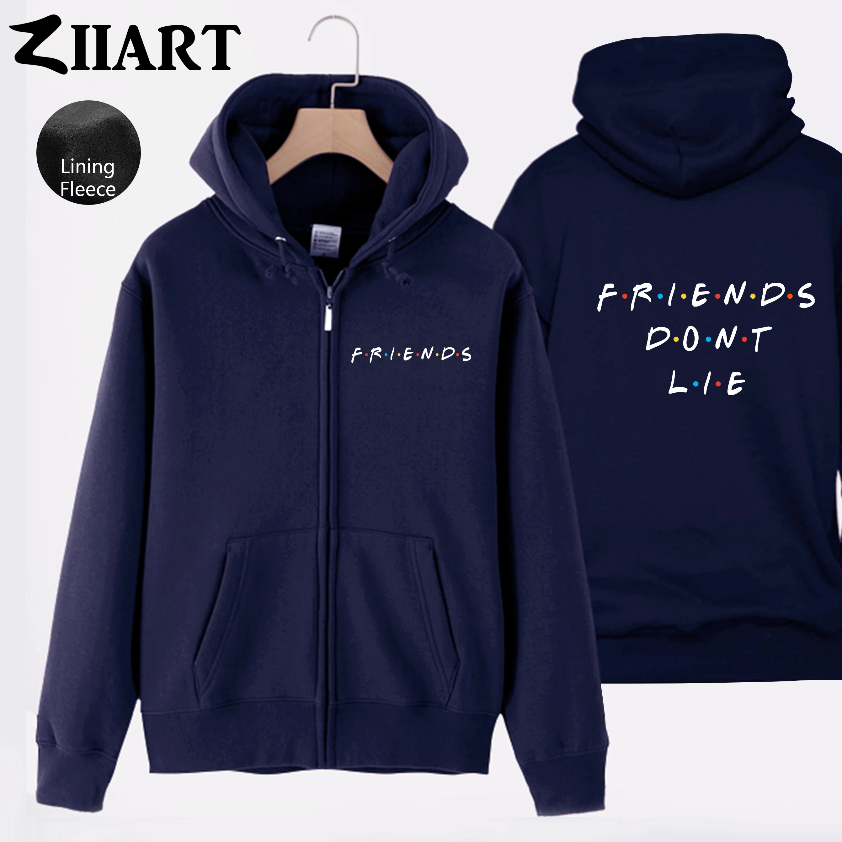 Одежда для пары с надписью FRIENDS Don't LIE Friends флисовое пальто капюшоном на молнии