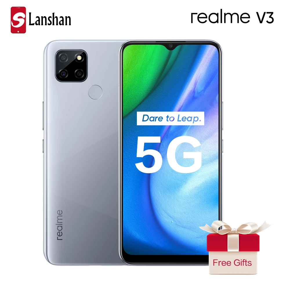 Новый 5G realme v3 мобильный телефон 5000mAh Большой Батарея MTK 720 6 5 дюймов ЖК-дисплей