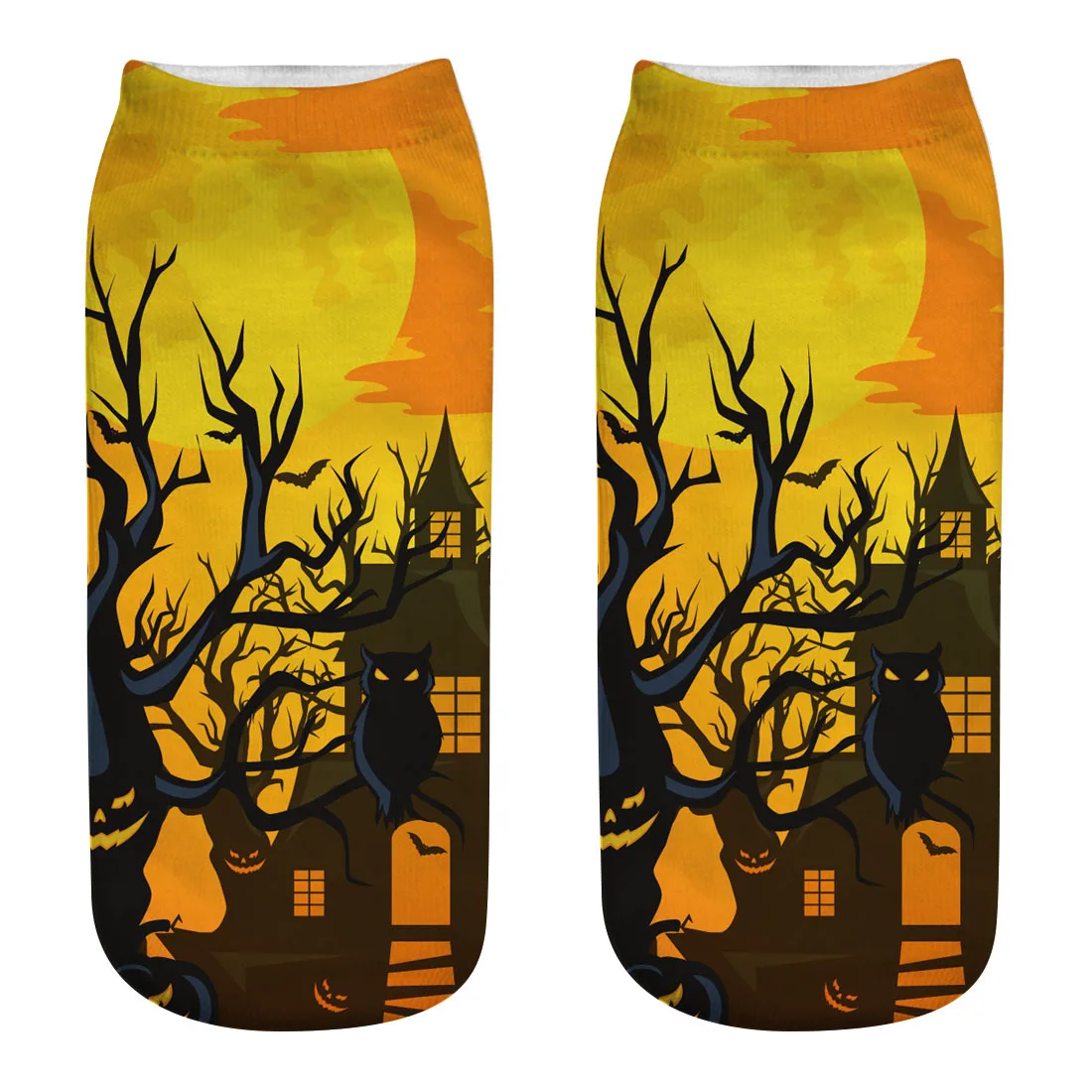 3D Halloween Pumpkin Witch Zombie Ghost Tomb Print Medium Sports Socks High Quality Unisex Casual Print Socks - Цвет: WSJ23