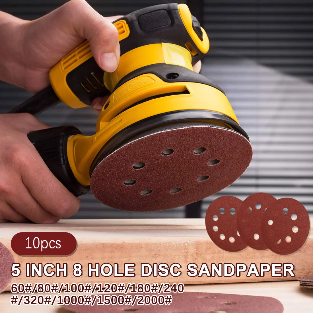10pcs 125mm Sandpaper Sandpaper 8 Hole Sander Polishing Pad Sanding