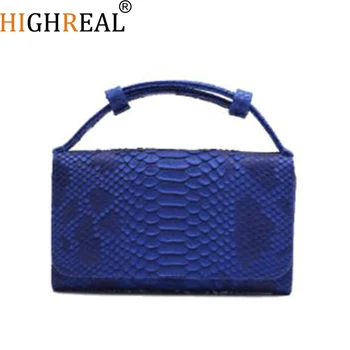 

HIGHREAL Genuine Leather Bags For Women Shoulder Bags Snake Animal Chain Clutch Luxury Small Designer Crocodile Pattern Handbags