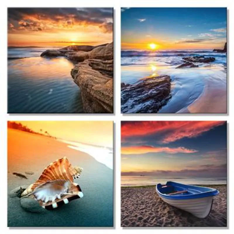

Sunset Morning Sunset Scenery Popular Painting Hotel B & B Shell Sea Decoration Conch Ship Still Life Bedside Spray Painting