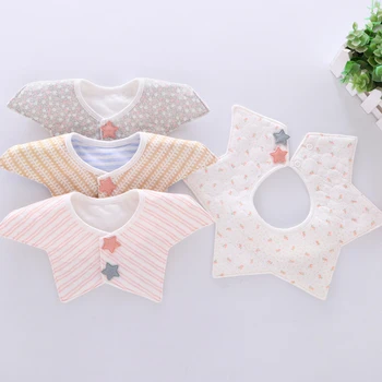 

New Arrival 3D Craft Waterproof Cotton Baby Bibs Feeding Cloths Newborn Gift Cotton Cartoon Slobber Towel Star Burp