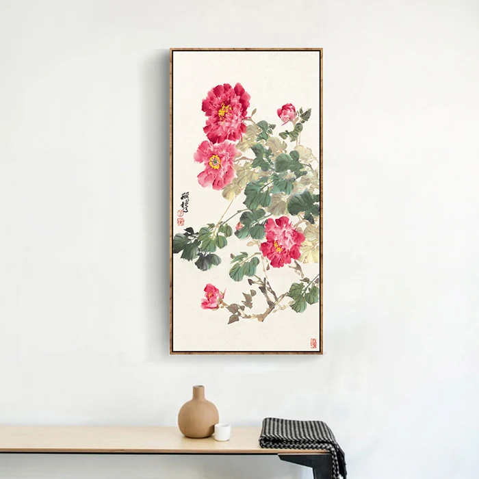 

EECAMAIL DIY Diamond Painting Full Diamond Embroidery Vertical Version Porch Peony Flower Paste Diamond Painting No Frame