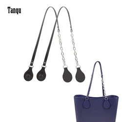 Tanqu New Arrival Long Chain Faux Leather Handles Flat PU Belt and Drops with Thicken Shiny Chain for OBag for EVA O Bag