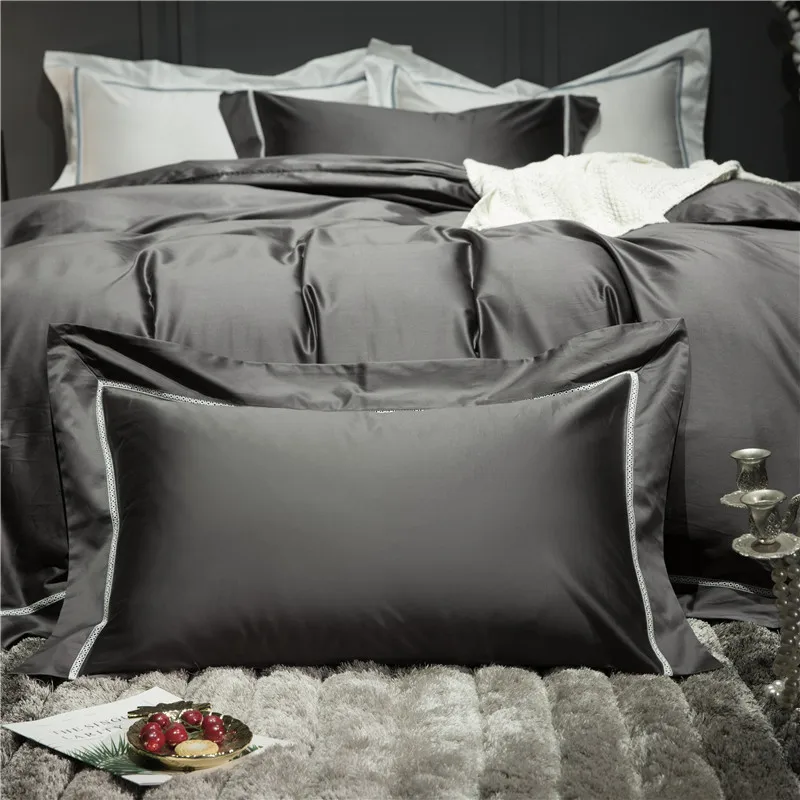 1200TC Египетский хлопок аристократический Фиолетовый Комплект постельного белья пододеяльник набор наволочка одеяло постельное белье
