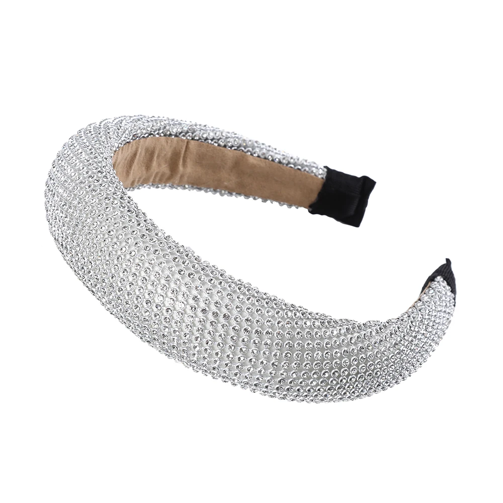 2cm Wide Silver Обруч со стразами и блестящими стразами, роскошный обруч для волос, ограниченный выпуск, черный, белый цвет, Женская повязка на голову - Цвет: 2cm Wide Silver