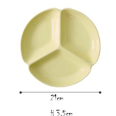 Японский разделенный поднос разделенная тарелка для завтрака для обеда ужина Heatable керамическая тарелка для домашнего отеля ресторана шуол - Цвет: plate-8 inch yellow