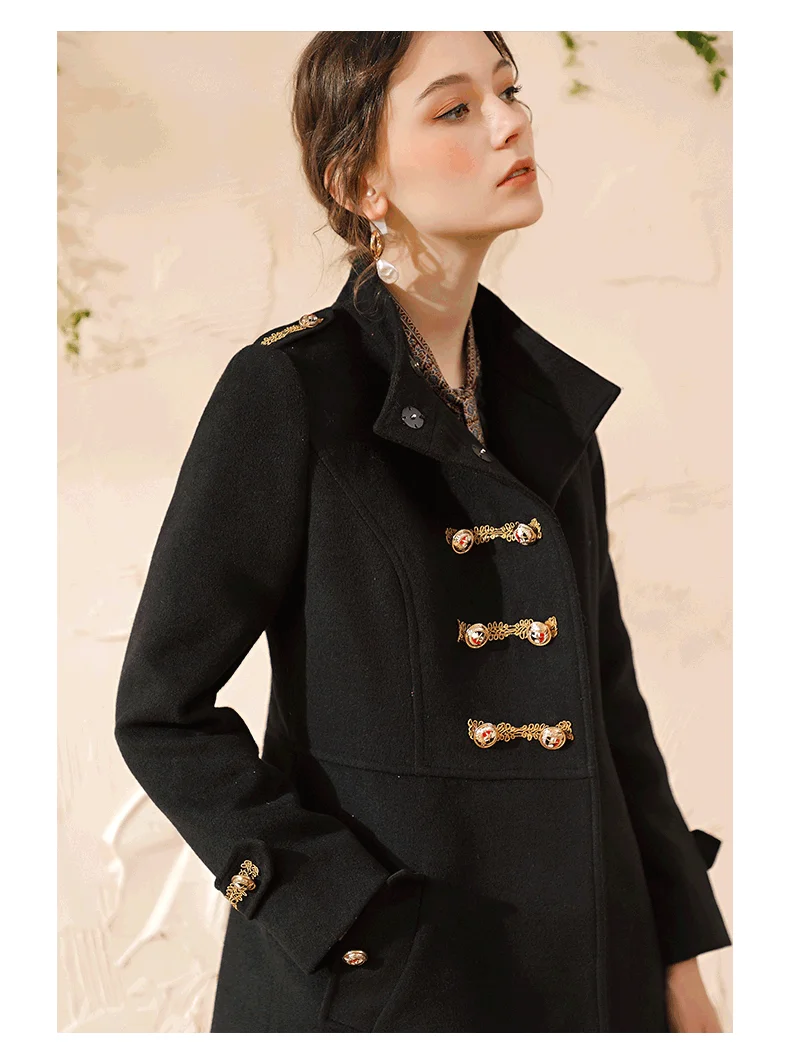 M~ 3XL 4XL английская леди пуговицы зимнее длинное пальто черный ...