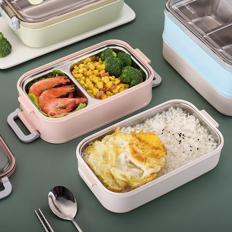 1/2 слой из нержавеющей стали Ланч-контейнеры Bento Box для взрослых и детей металлический Ланч-бокс с сумкой для обеда и мыть в посудомоечной машине