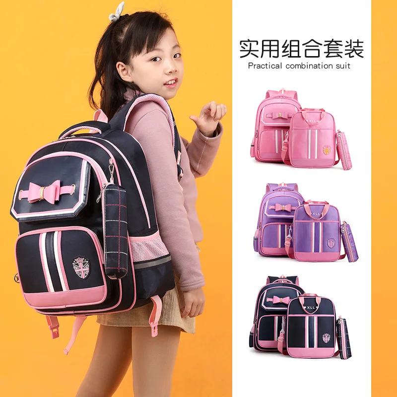 

Schoolbag for Elementary School Students Tuition Package Pencil Case Fashion Three-piece Set Simple England-Style Backpack Can-B