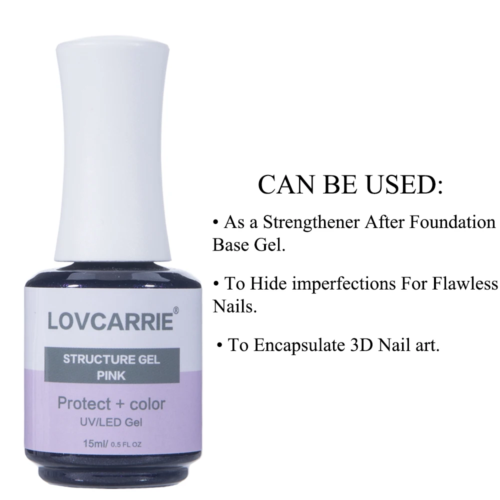Lovcarie-세미 퍼머넌트 UV 프렌치 젤리 매니큐어 네일 폴리시 젤, 반투명 핑크, 광택젤, 래커, 모든 매니큐어용