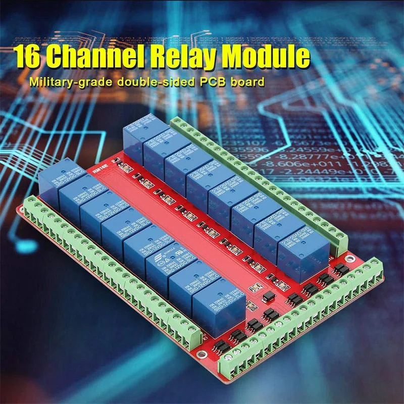 

Hot Isolated 16-way Relay Control Module Expanding Module High/Low-level Signal Release 5V 12V 24V PLD