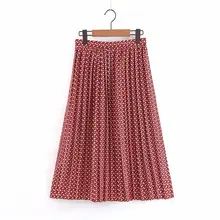 Новая женская плиссированная юбка с эластичной резинкой на талии с геометрическим принтом mujer ladie Повседневная тонкая шикарная брендовая миди юбка QUN422