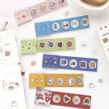 

60 pcs Pvc Transparent Sticker Cute Cartoon Animal Flower Calendar Sticker Mark Index Sticker Journal Stationery Gifts