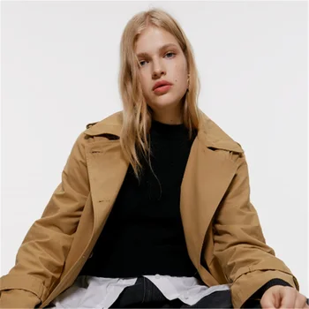 

2020 ZA Fashion New Ladies Windbreaker Spring Double Breasted Windbreaker Boho Women's Lapel Long Sleeve Windbreaker Party Gift