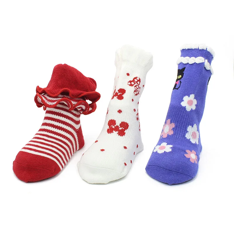 2 Pair/lot Baby Boy Anti Slip Socks Stripes Soft Cotton Toddle Ankle Socks Infant Floor Socks Cartoon Pattern Kids Socks Black