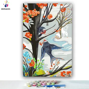 

DIY colorings pictures by numbers with colors Swallow feeding illustration picture drawing painting by numbers framed Home